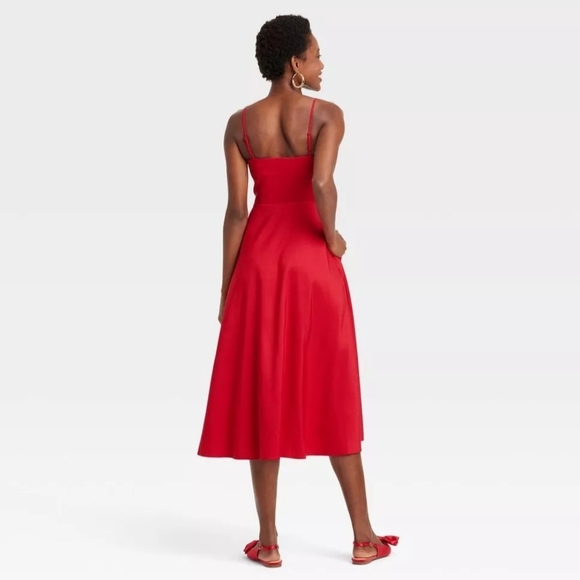 Women's Bow Midi Dress - A New Day Red 16 - Picture 3 of 9